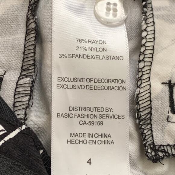 Mario Serrano Italy Shorts Bermuda Black & White Leaf Print Flat Front Size 4 - Picture 5 of 10